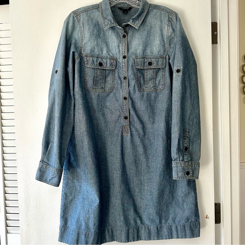 J. Crew Chambray Denim Shirt Dress Women’s Size Medium